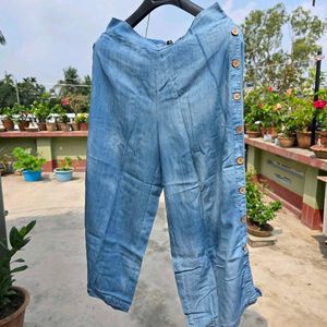 Blue Striped flared Pants