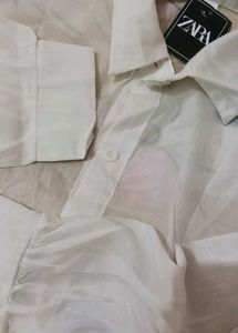 Zara White Classic Button-Up Shirt