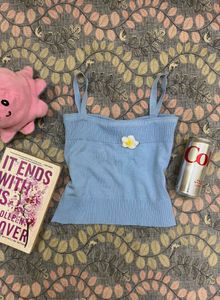 Cute Blue Floral Tank Top