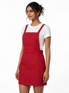 Red Pinafore Mini daangari Dress