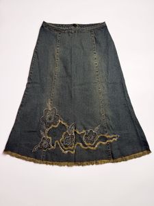 Vintage Blossom Denim Skirt