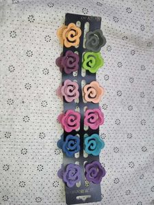 Colorful Flower Hair Clips - Set of 10