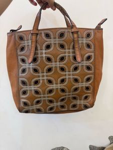 fossil Leather Cutout Handbag(has flaws)