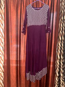 Elegant Purple Kurta with zari work