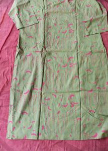 Green Kurta with Pink Print