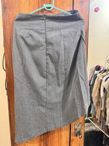 Grey Asymmetrical Midi Skirt