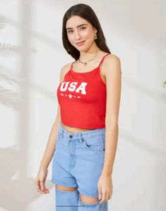 Shein Spaghetti Strap Typographic Chest Print Cami