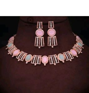 Chic Pink &amp; Green Gemstone Jewellery Set
