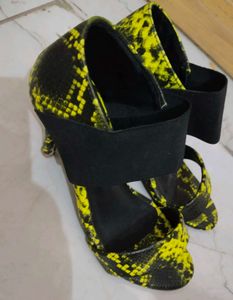 Neon Black Snake Print Heels