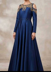 Elegant Navy Blue Embellished Gown