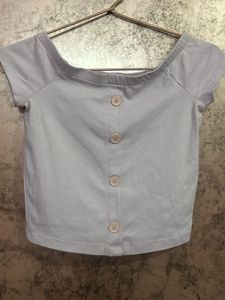 On/Off-Shoulder Button-Up Crop Top