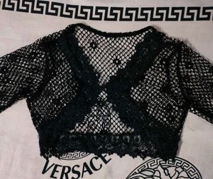 Black Crop Net Jacket
