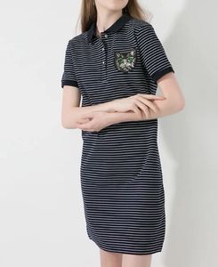 Striped Polo Cat Pocket Detail Short Dress