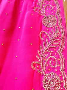 Vibrant Pink Heavy Diamond Work Saree
