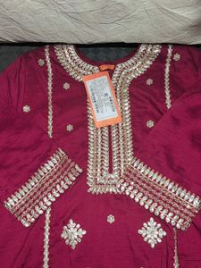 Indo Era Maroon Embellished Kurta Set XXL Size