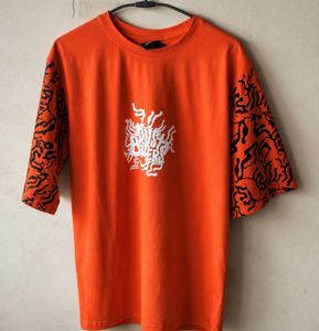 Men's Orange Graphic Print T-Shirt