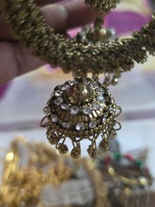 Elegant Jhumka Earrings with Stones