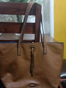 Stylish Brown Faux Leather Tote Bag