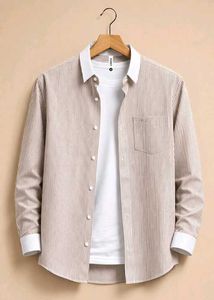 FOXEY Men's Premium Beige Striped Casual Shirt | F