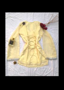 Yellow Tunic with Lace-up Detail