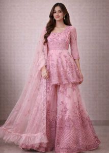 Elegant Pink Embroidered Kurta Set
