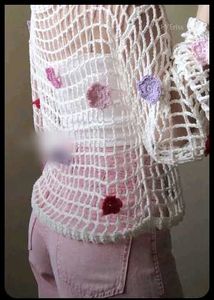 Crochet Flower Detail Mesh Top