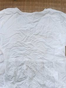 White Eyelet Flutter Sleeve Cute Top