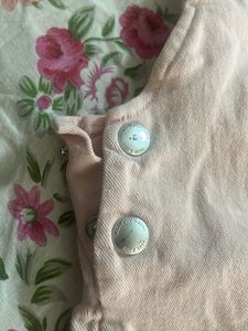 Baby Girls Pink Denim Pinafore Dress