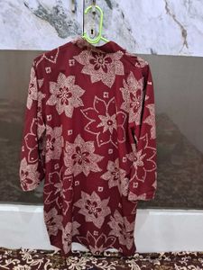 Maroon Floral Print Kurta