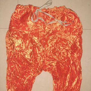 Orange Velvet Harem Chudidar Pants - Women