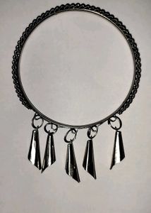 Elegant Oxidized Silver Tone Bangles with Tassel C