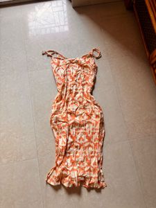 Chic Orange Print Slip Dress
