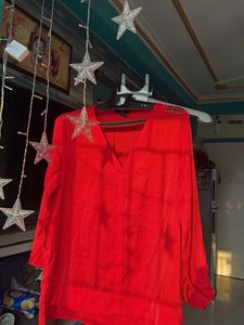 Vibrant Red Long Sleeve Top