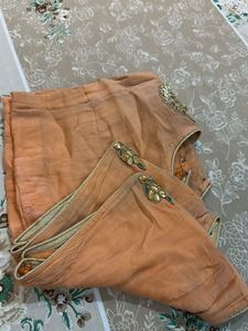 Designer Peach Blouse with Gota Patti