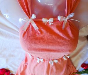 Coquette Peach Dress - Free size