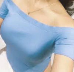 Blue Off-Shoulder Crop Top