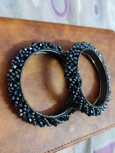 Elegant Black Beaded Bangles