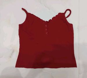 Red Button-Up Camisole Top