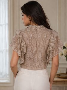 Elegant Lace Flutter Sleeve Top