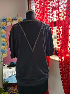 Chic Embellished Dark Grey Top