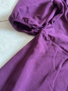 Elegant Purple Puff Sleeve Wrap Dress