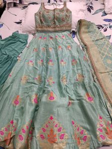 Exquisite Mint Green anarkali set