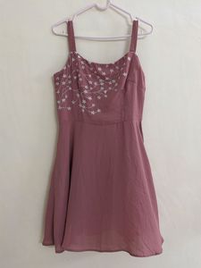 Mauve Dress with Embroidery