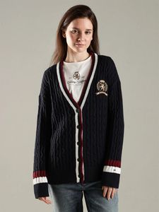 Navy Blue Cable Knit Cardigan