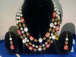 Royal Maroon Pearl Stone Jewellery Set