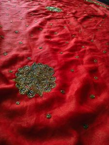 1Day sale!! Red cutdana heavy work Saree
