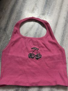 Pink Cherry Crop Tank Top