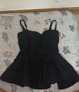 Chic Black Embroidered Peplum Top