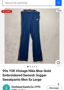 Nike 90s Y2K Vintage Blue Embroidered Swoosh Pants