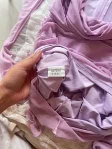 Lilac Ruched Mesh Dress